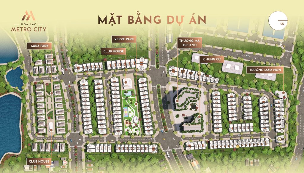 Mặt bằng tổng thể The Prime – Quy hoạch bài bản, tiện ích đồng bộ với khu biệt thự, shophouse, chung cư, trường mầm non, công viên Aura Park, Verve Park, cùng hệ thống Club House, thương mại – dịch vụ.