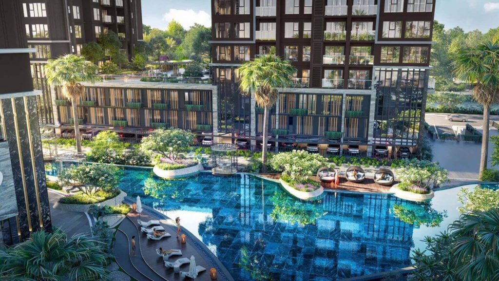 Bể bơi ngoài trời – không gian nghỉ dưỡng xanh mát, thiết kế sang trọng giữa khuôn viên cây xanh và tiện ích đẳng cấp bậc nhất khu đô thị Starlake.