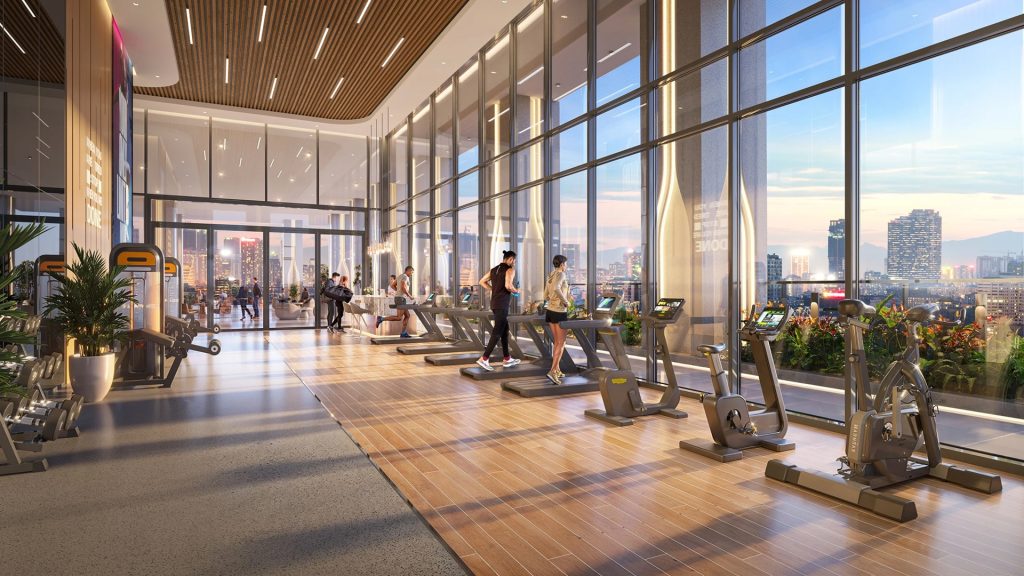 Phòng gym hiện đại view Hồ Tây tuyệt đẹp, không gian xanh lý tưởng
